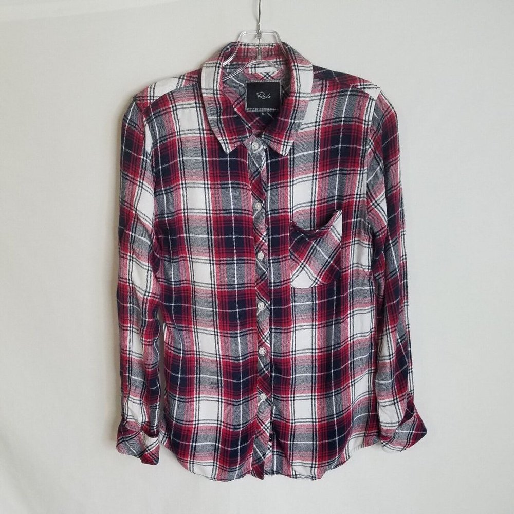 Rails Red Plaid Button Front‎ Blouse Shirt Womens Size Medium